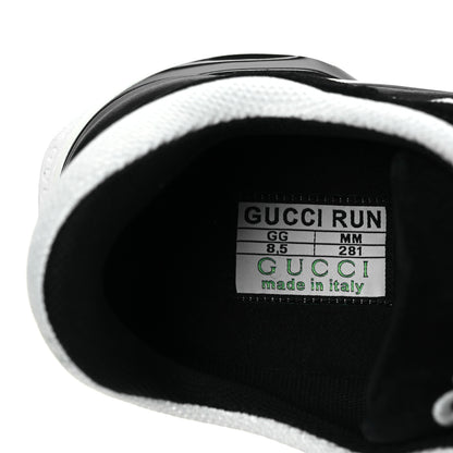 Gucci Technical Knit Fabric Suede Calfskin Mens Gucci Run Sneakers 8.5 Black White 9 of 11