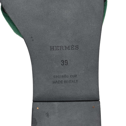 Hermes Suede Goatskin Oran Sandals 39 Vert Electrique 6 of 11