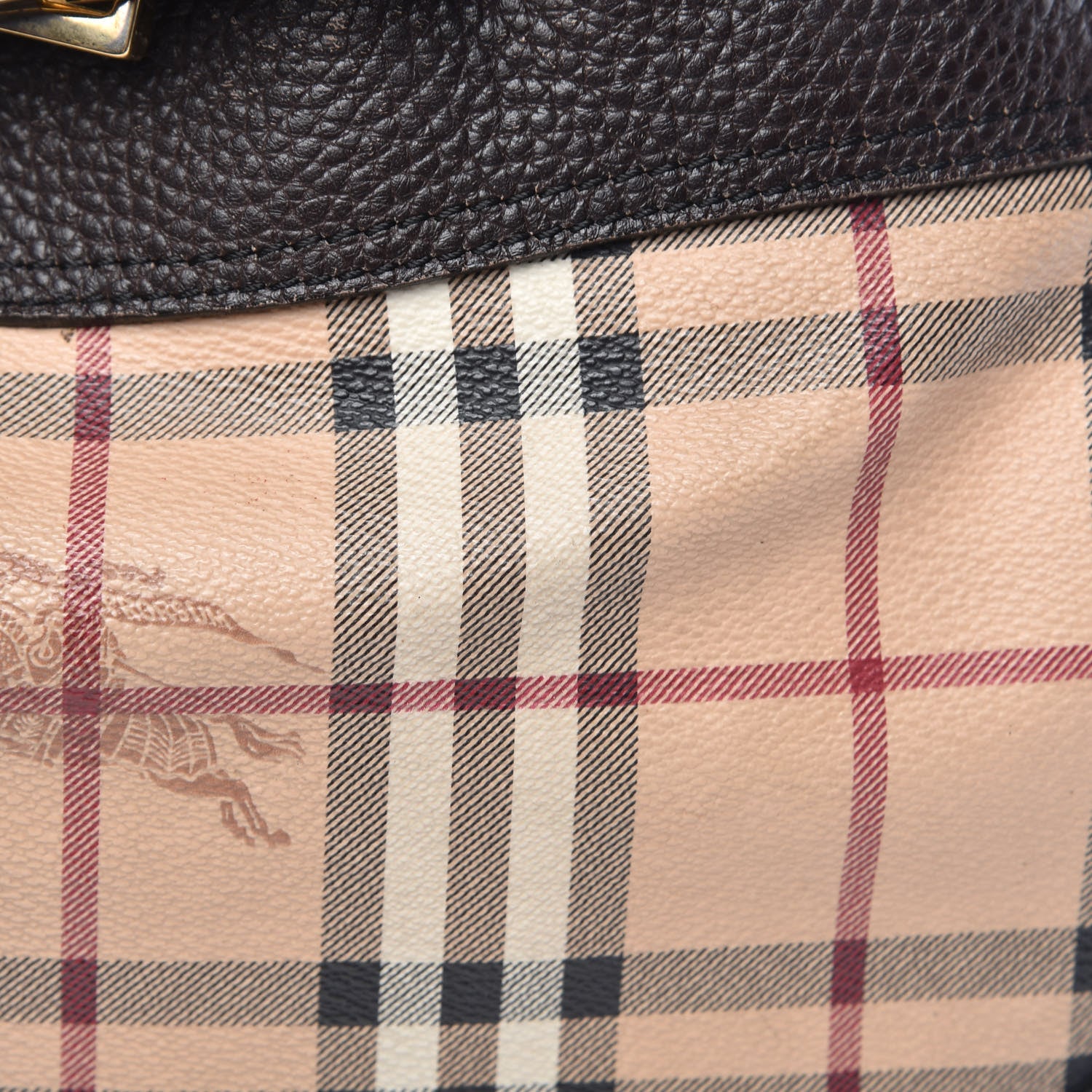 Burberry Grained Calfskin Haymarket Check Hobo Dark Brown 16 of 19