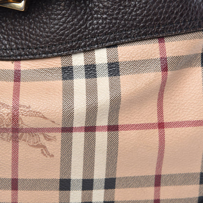 Burberry Grained Calfskin Haymarket Check Hobo Dark Brown 16 of 19