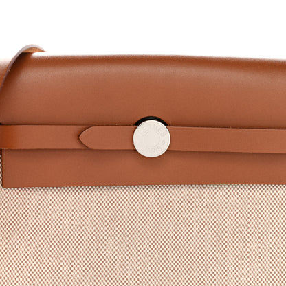 Hermes Military Toile Vache Hunter Herbag Zip Retourne 20 Ecru Beige Fauve 8 of 11