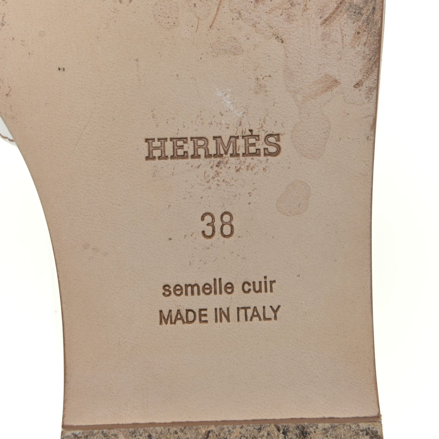Hermes Box Calfskin Oran Sandals 38 White 9 of 14