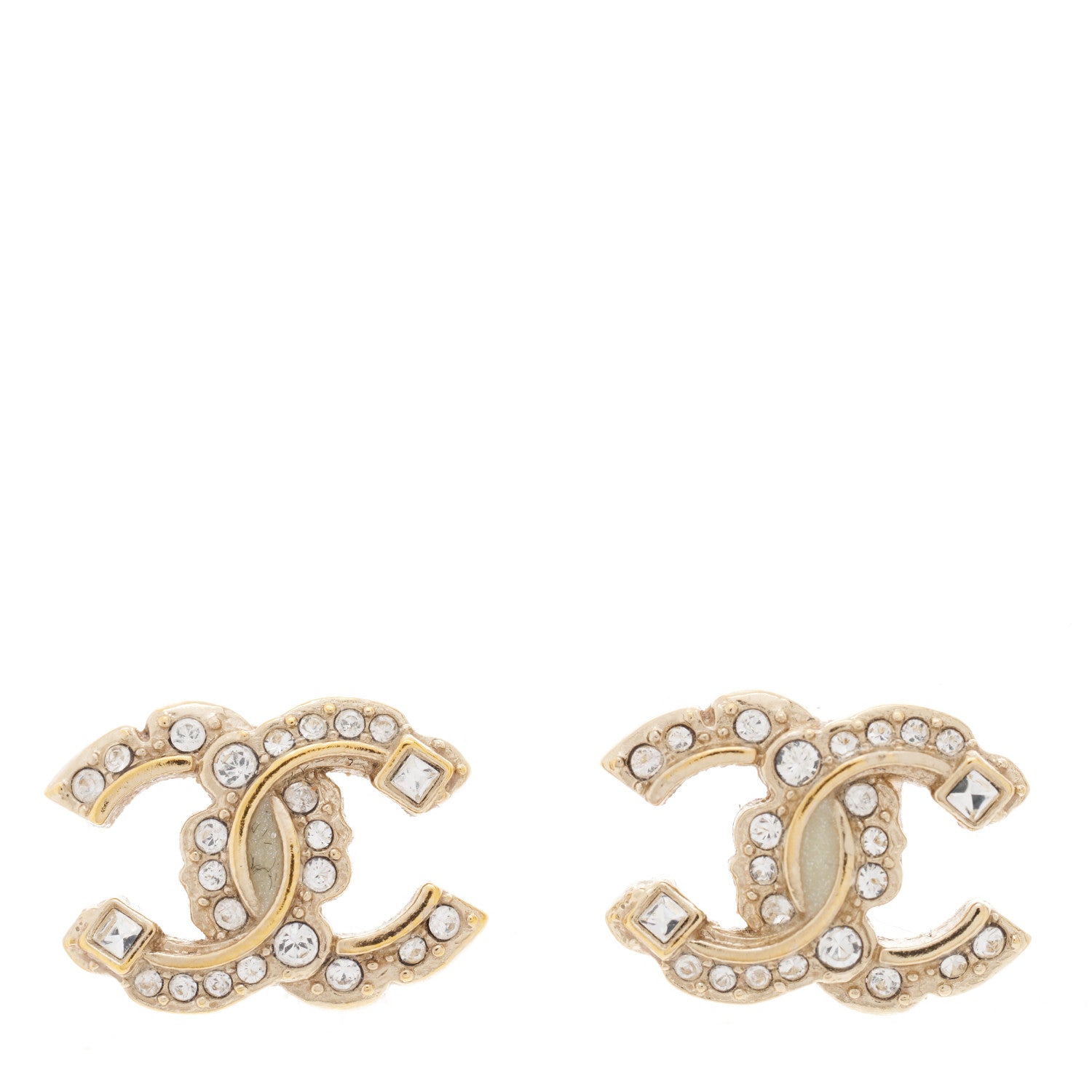 Chanel Crystal CC Earrings Gold 1 of 6
