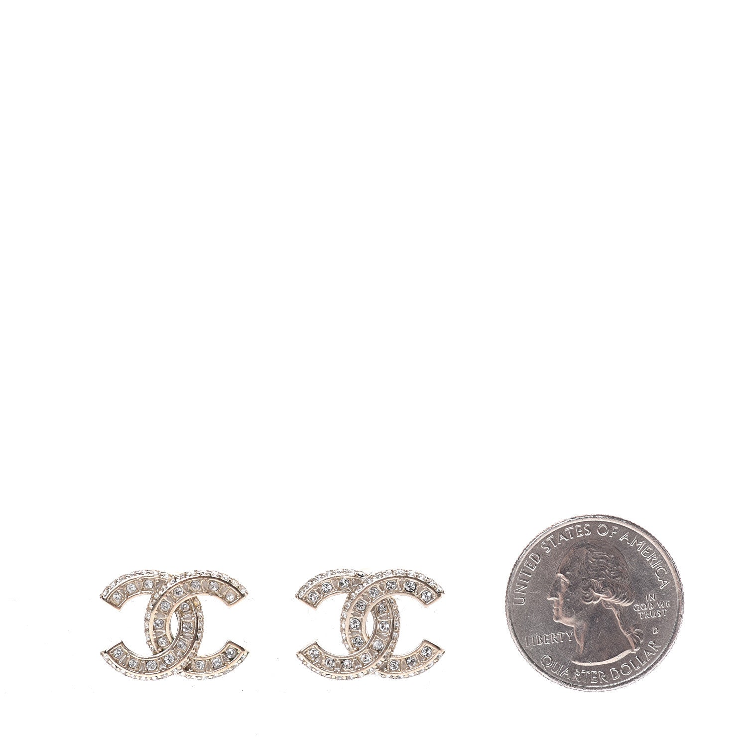Chanel Crystal Timeless CC Earrings Light Gold 2 of 5