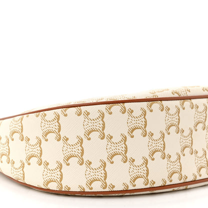 Celine Canvas Calfskin Ava Triomphe Shoulder Bag White 10 of 13
