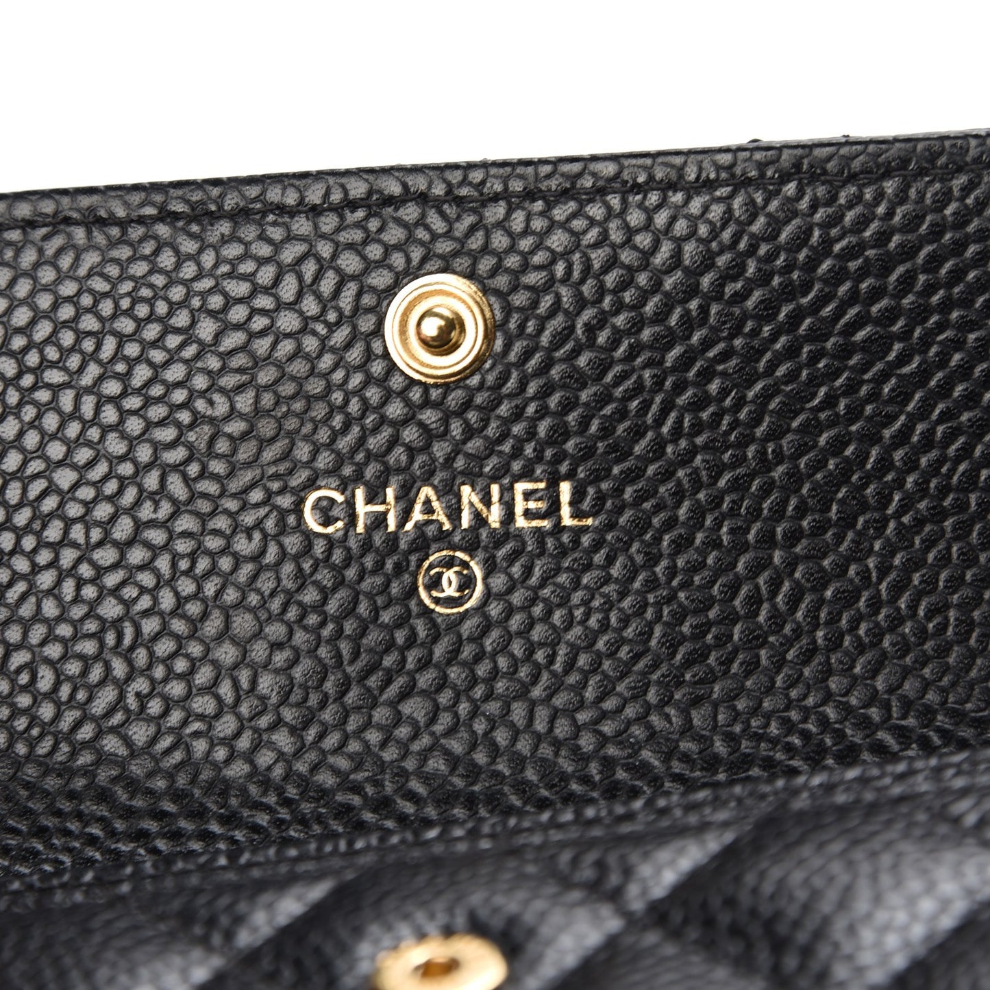 Caviar Quilted Flap Card Holder Black