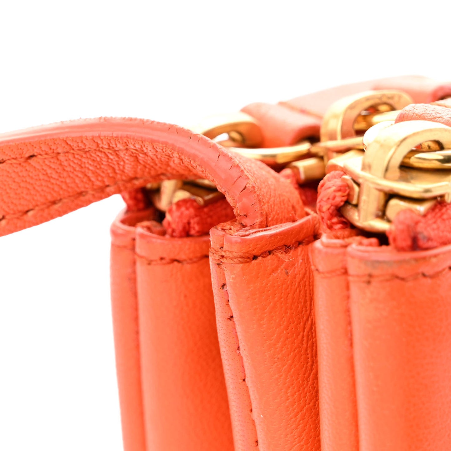 Lambskin Large Trio Crossbody Bag Orange