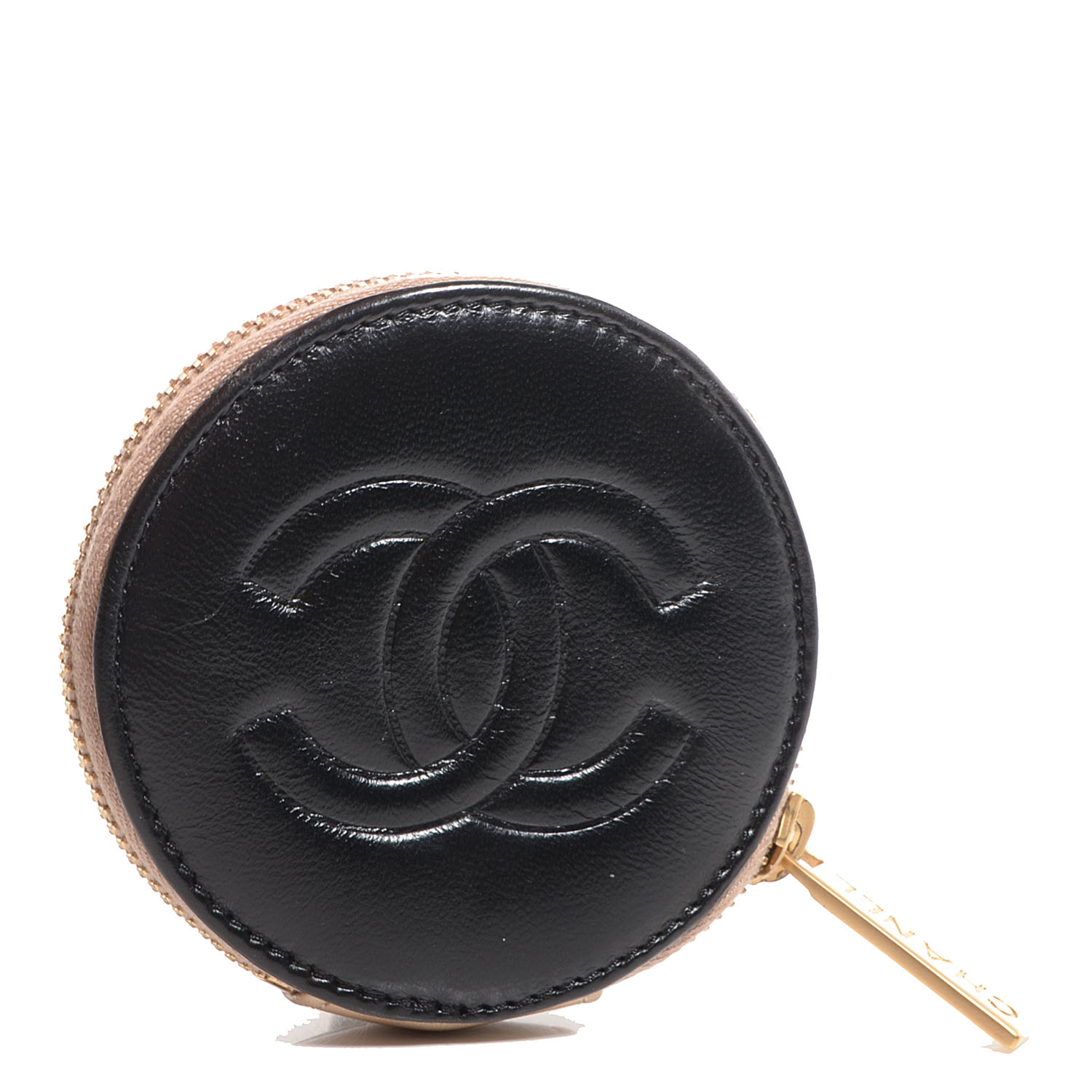 Chanel Lambskin Round Camellia CC Coin Purse Black 3 of 7