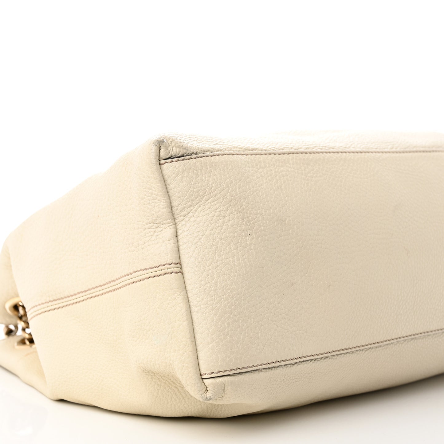 Pebbled Calfskin Medium Soho Chain Shoulder Bag Off White