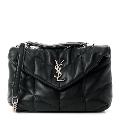 Saint Laurent Lambskin Quilted Toy Loulou Puffer Monogram Chain Satchel Black 1 of 11