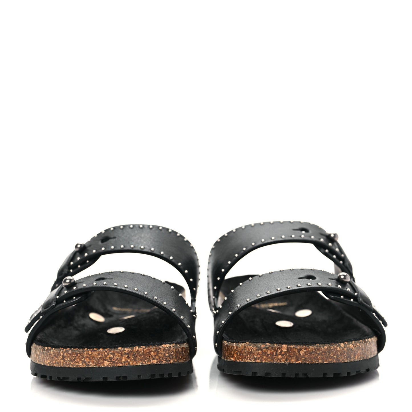 Calfskin Studded Jimmy Cross Slides 37.5 Black