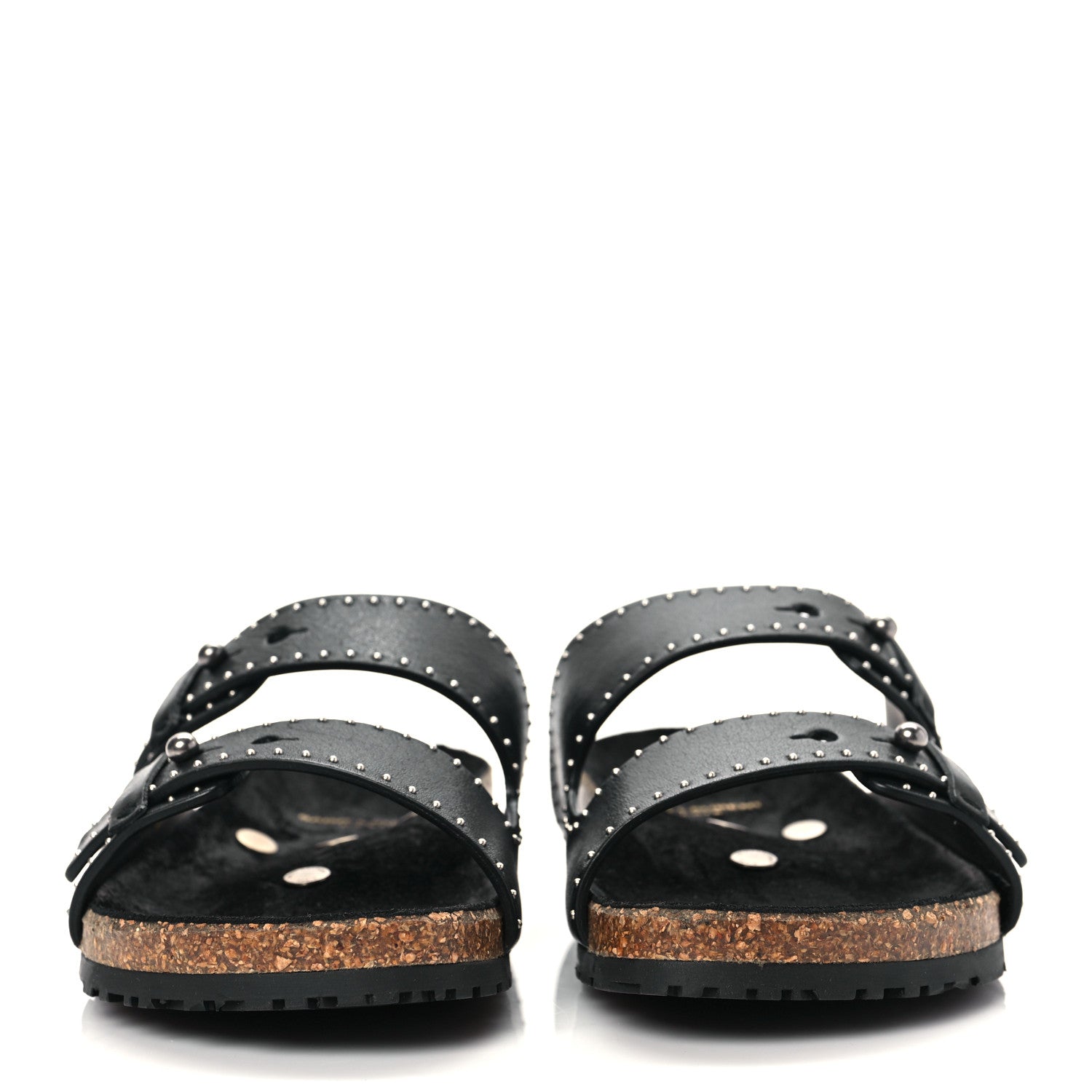 Saint Laurent Calfskin Studded Jimmy Cross Slides 37.5 Black 2 of 9
