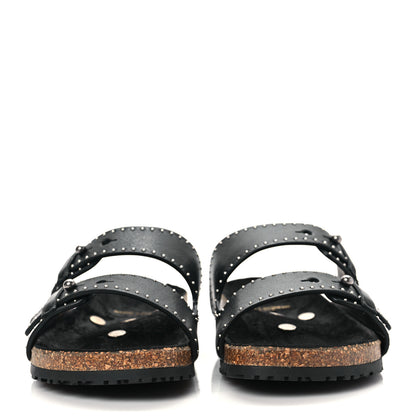 Saint Laurent Calfskin Studded Jimmy Cross Slides 37.5 Black 2 of 9