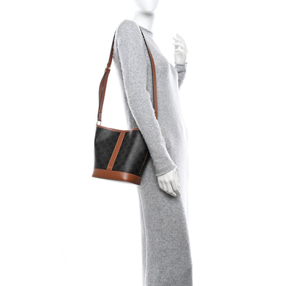 Celine Triomphe Canvas Calfskin Small Bucket Bag Tan 2 of 9