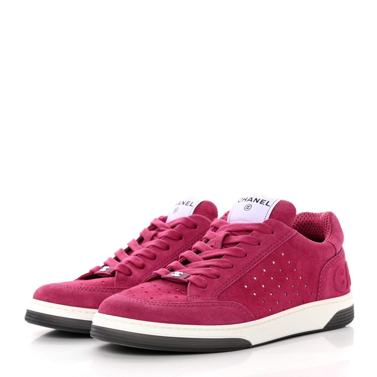 Chanel Suede Calfskin Logo Sneakers 39 Dark Pink 3 of 13
