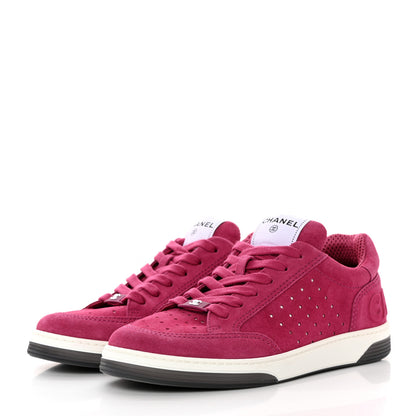 Chanel Suede Calfskin Logo Sneakers 39 Dark Pink 3 of 13
