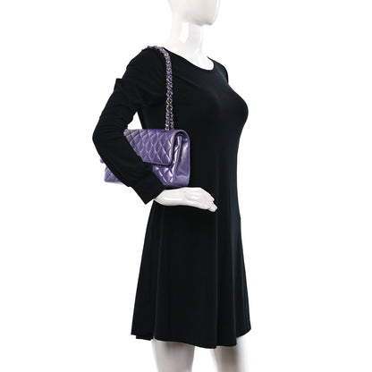 Chanel Metallic Lambskin Quilted Medium Double Flap Purple 2 of 10