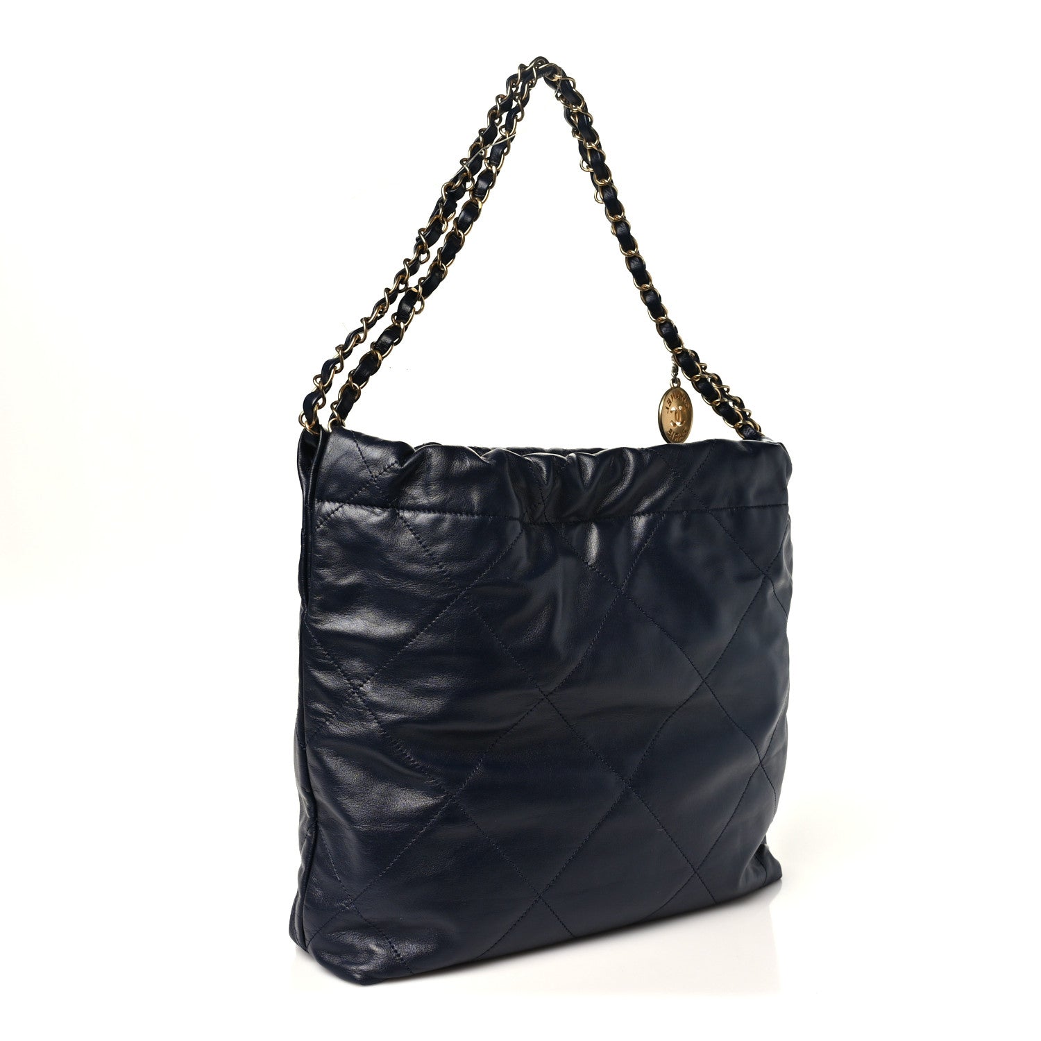 Chanel Shiny Calfskin Quilted Small Chanel 22 Navy 3 of 10