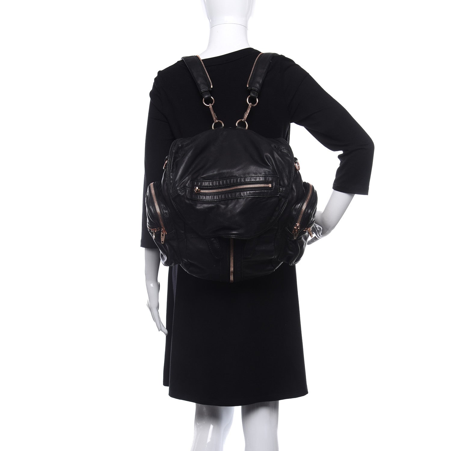 Alexander Wang Lambskin Marti Backpack Washed Black Rose Gold Hardware 890884 – FASHIONPHILE