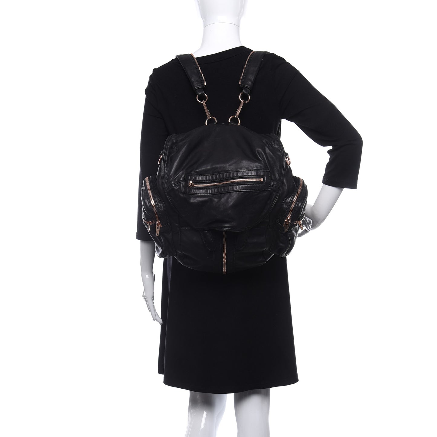 Lambskin Marti Backpack Washed Black Rose Gold Hardware