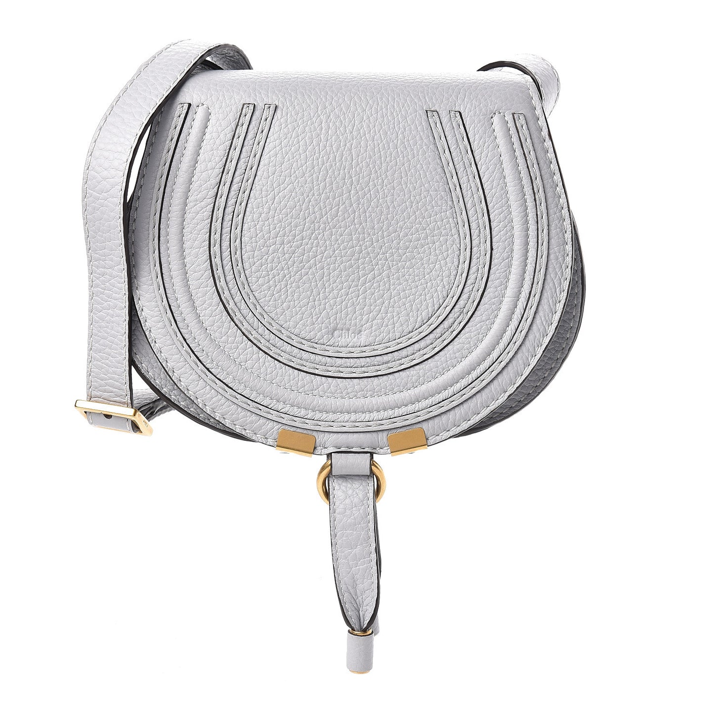 Calfskin Mini Marcie Round Crossbody Bag Airy Grey