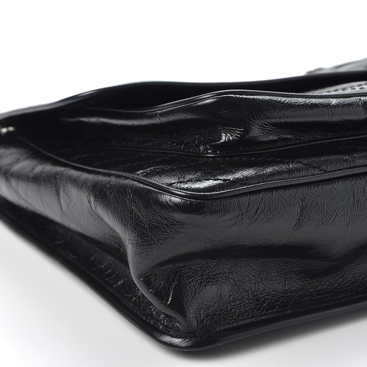 Saint Laurent Crinkled Calfskin Matelasse Monogram Large Niki Chain Satchel Black 5 of 10