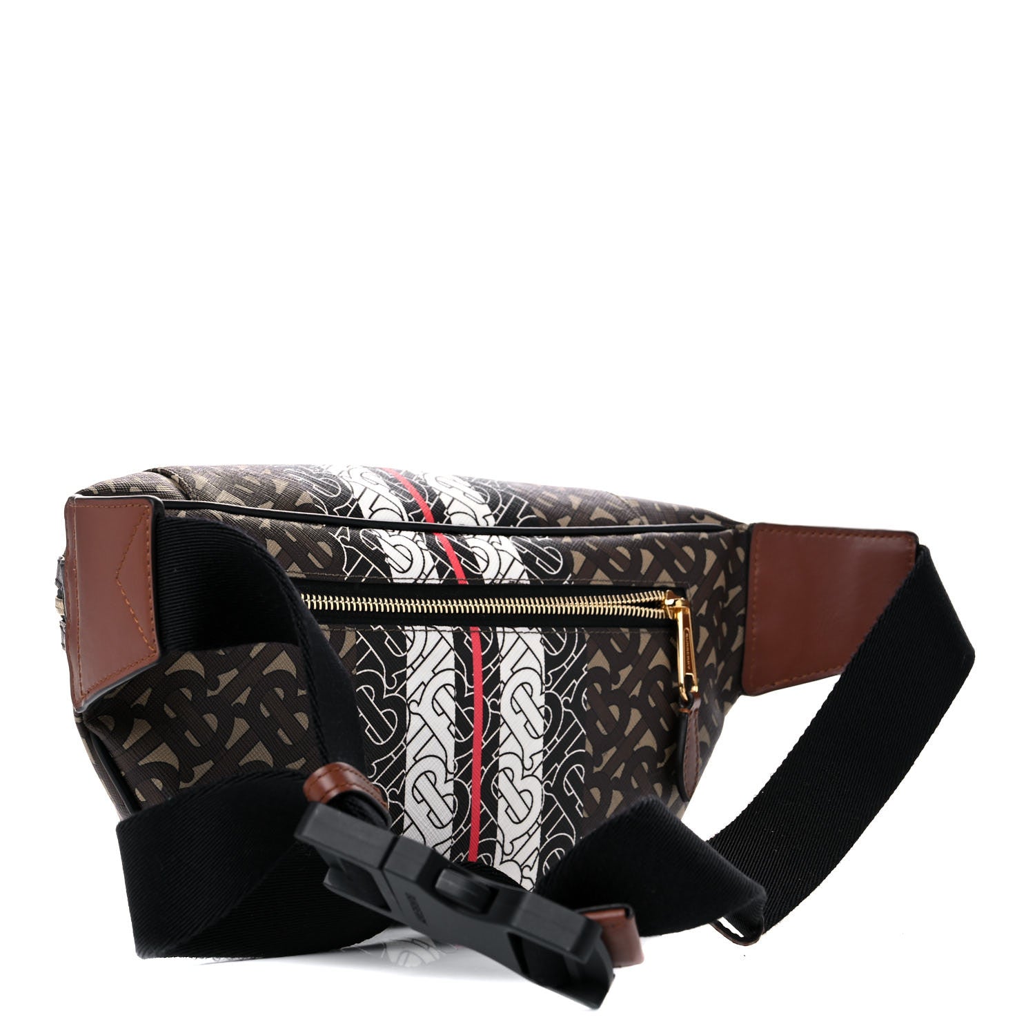 Burberry E-Canvas Monogram Stripe Medium Sonny Bum Bag Bridle Brown 3 of 10