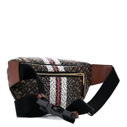 Burberry E-Canvas Monogram Stripe Medium Sonny Bum Bag Bridle Brown 3 of 10