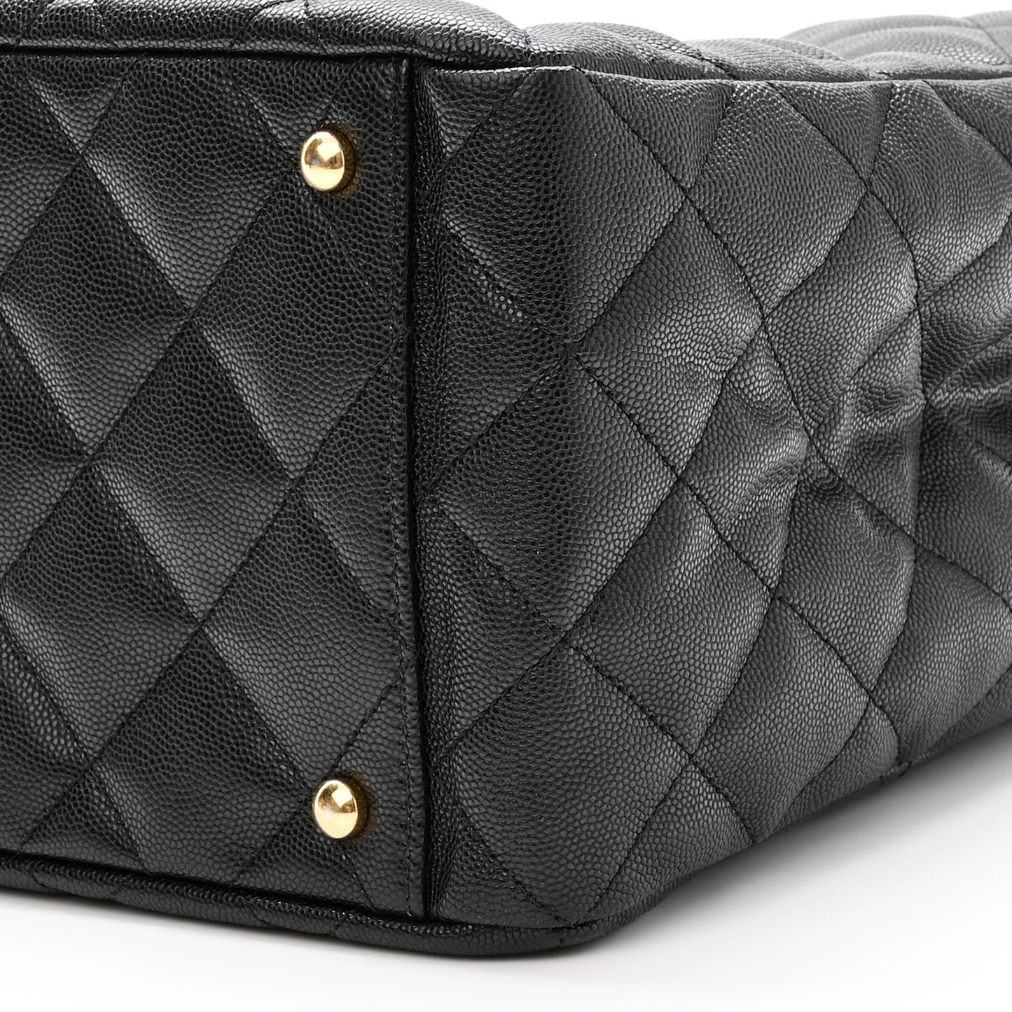 Caviar Quilted Small Shopping Tote Black