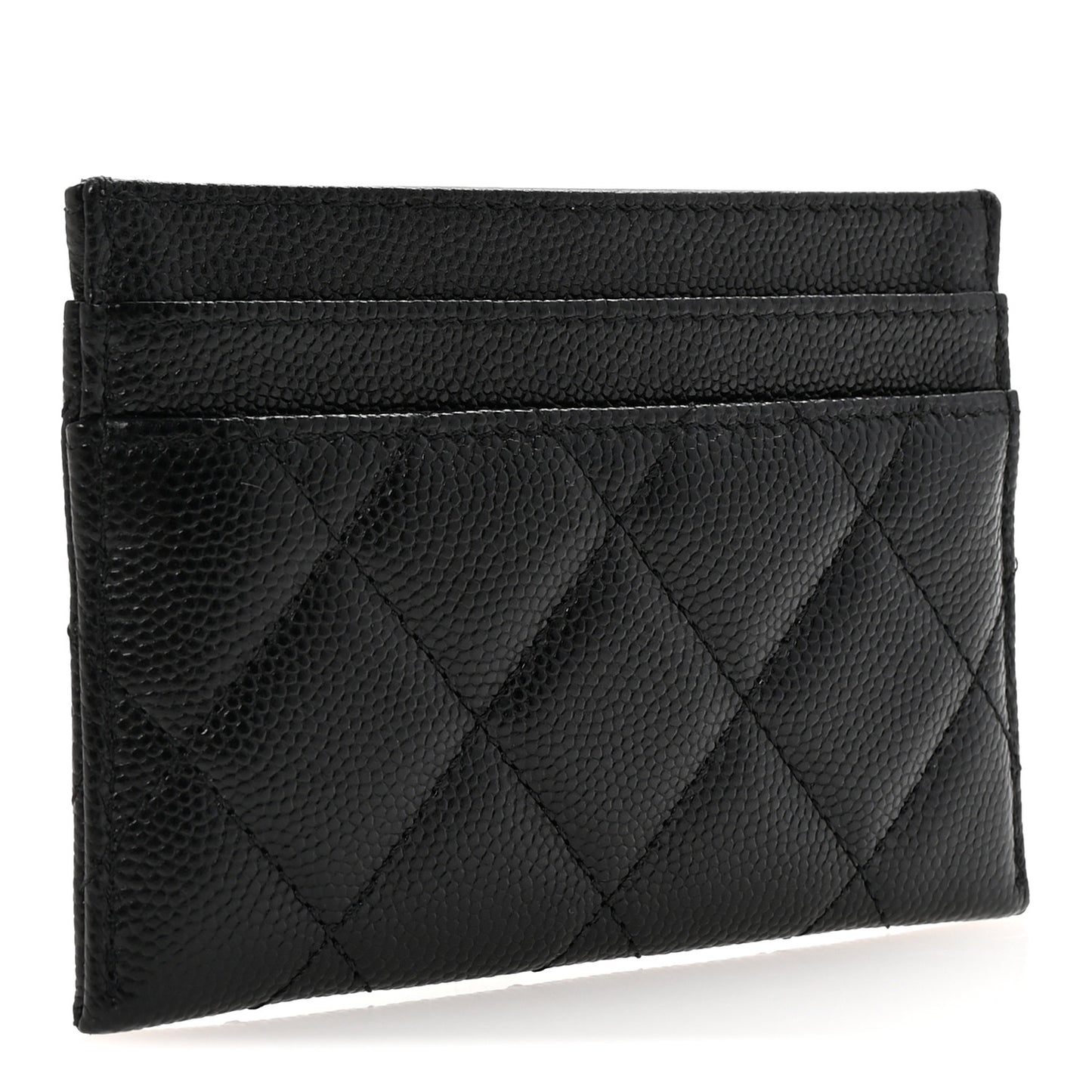 Caviar Quilted Studded CC Card Holder Black