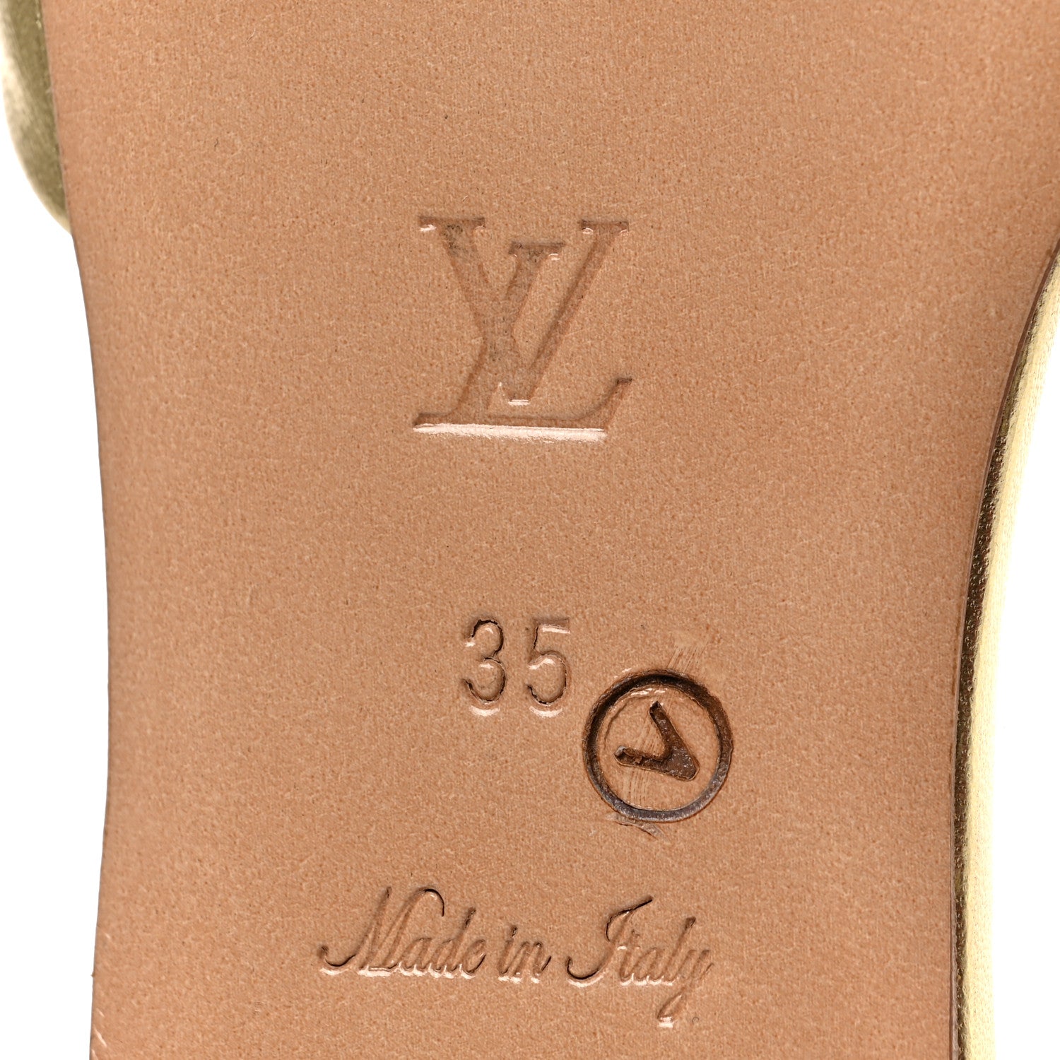 Louis Vuitton Metallic Lambskin Embossed Monogram Revival Flat Mules 35 Gold 6 of 9