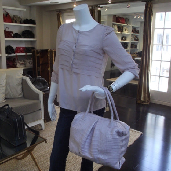 Nancy Gonzalez Crocodile Ruched Satchel Lilac 2 of 9