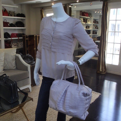 Nancy Gonzalez Crocodile Ruched Satchel Lilac 2 of 9
