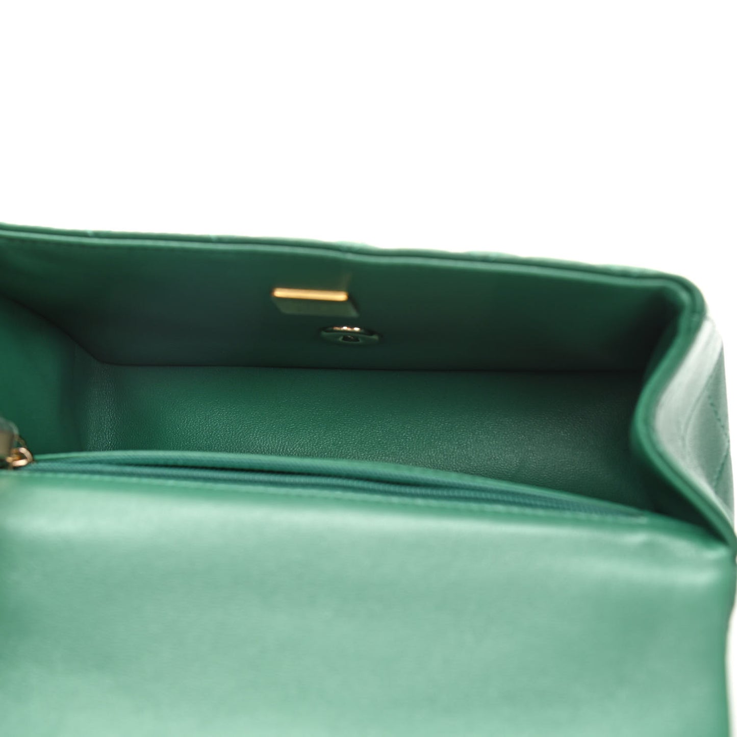 Lambskin Quilted Mini Top Handle Rectangular Flap Green