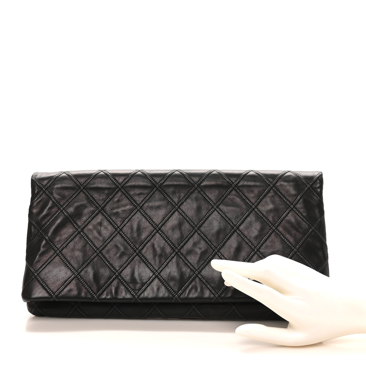 Chanel Calfskin Stitched Thin City Clutch Black 2 of 10