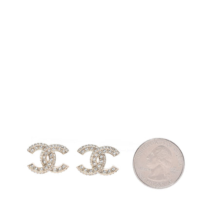 Chanel Crystal Timeless CC Earrings Light Gold 2 of 5