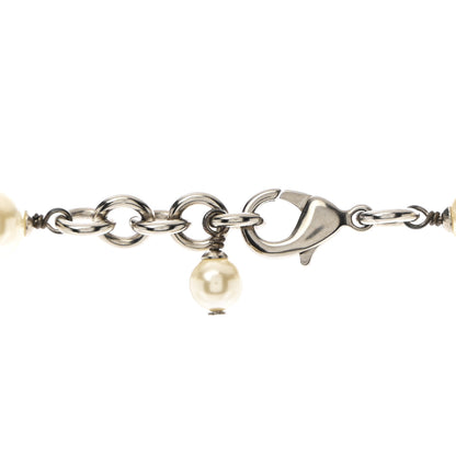 Chanel Crystal Pearl CC Long Necklace Silver 5 of 7
