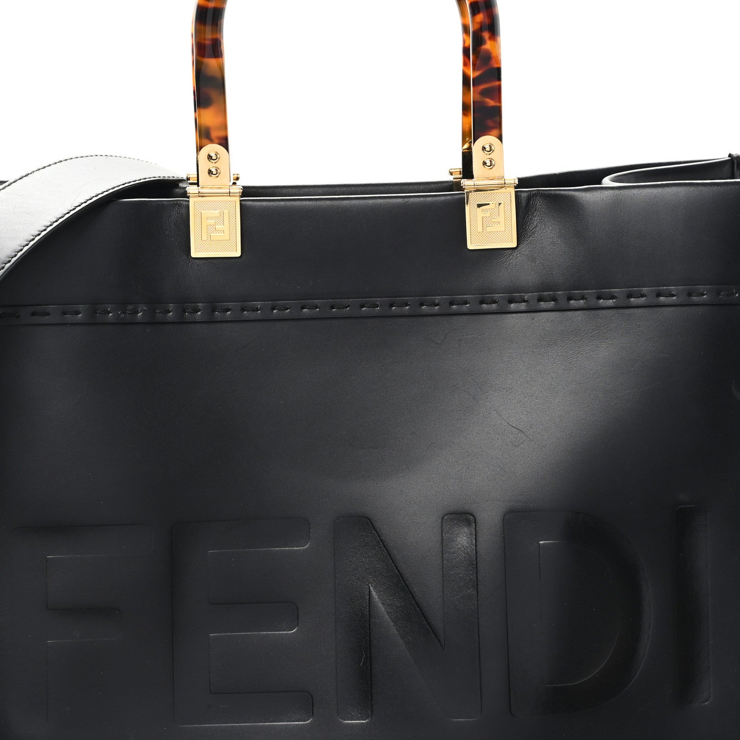 Fendi Vitello King Plexiglass Medium Fendi Sunshine Shopper Tote Black 13 of 19