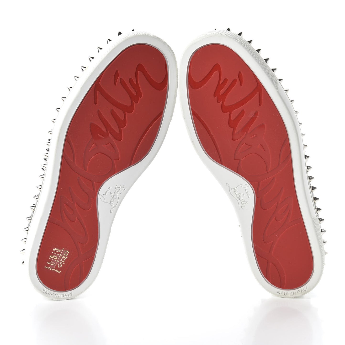 Calfskin Spikes Pik Boat Glitter Sneakers 36.5 Silver
