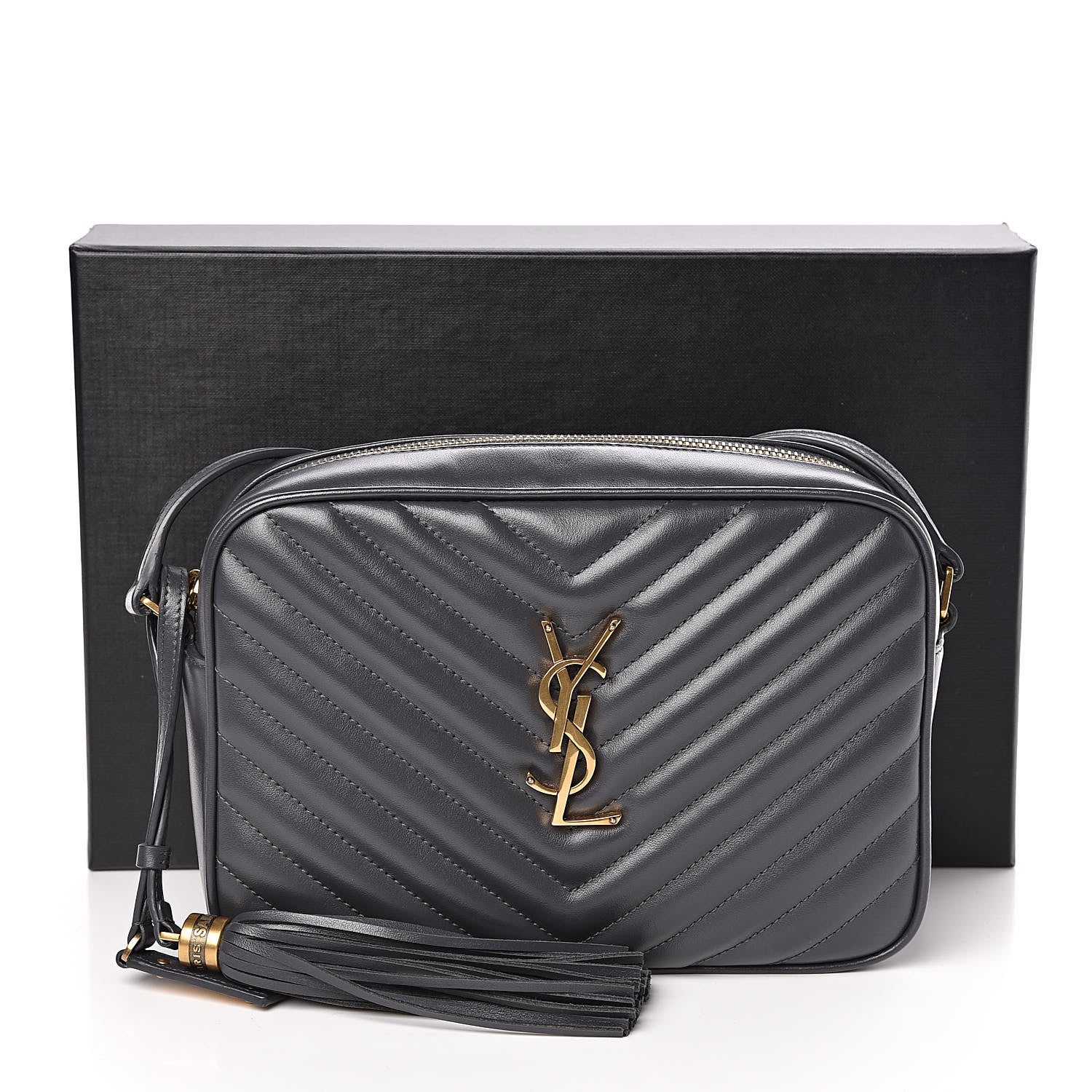 Saint Laurent Calfskin Matelasse Monogram Lou Camera Bag Dark Smog 12 of 12