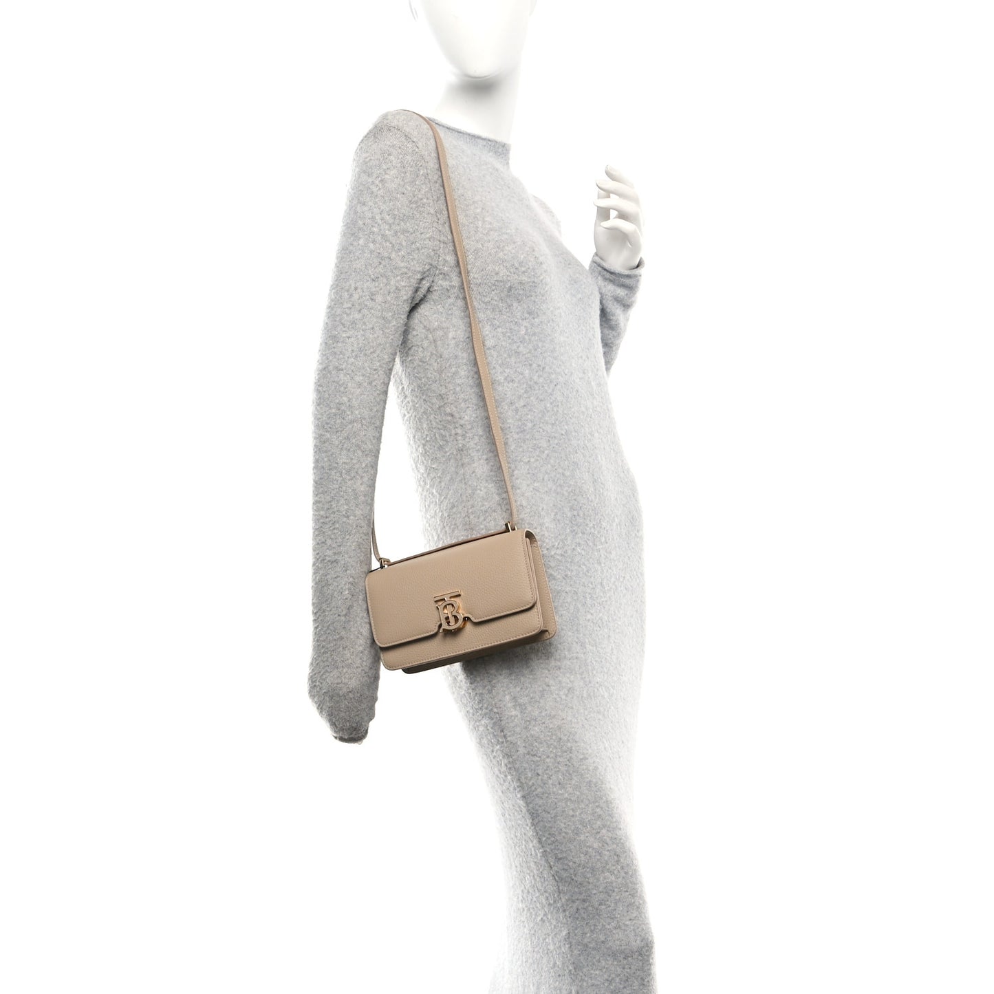 Grainy Calfskin Small TB Bag Rose Beige