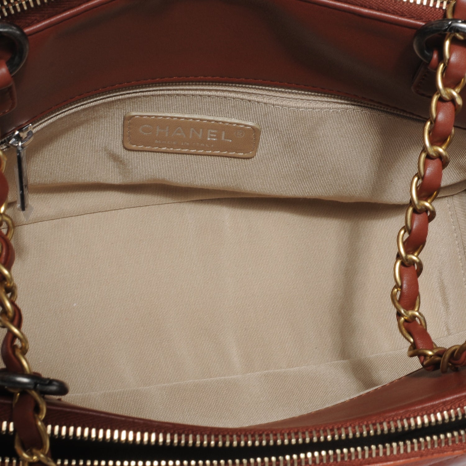 Chanel Glazed Calfskin Mademoiselle Zip Shopping Tote Red 5 of 7