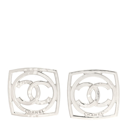 Chanel Metal Square CC Earrings Silver 1 of 5