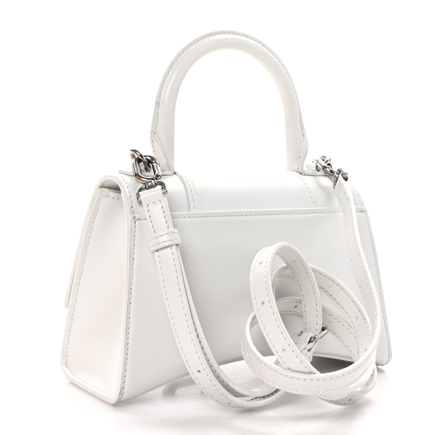 Box Calfskin Graffiti Logo Hourglass Top Handle Bag XS White Light Silver