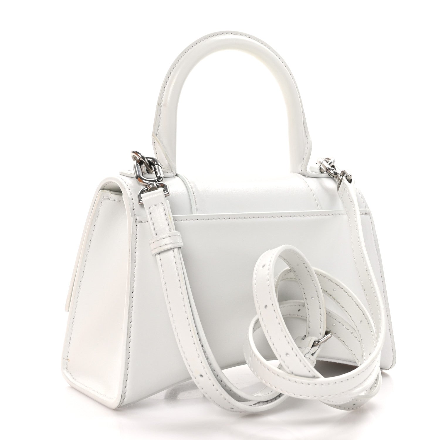 Balenciaga Box Calfskin Graffiti Logo Hourglass Top Handle Bag XS White Light Silver 3 of 11