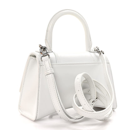 Balenciaga Box Calfskin Graffiti Logo Hourglass Top Handle Bag XS White Light Silver 3 of 11