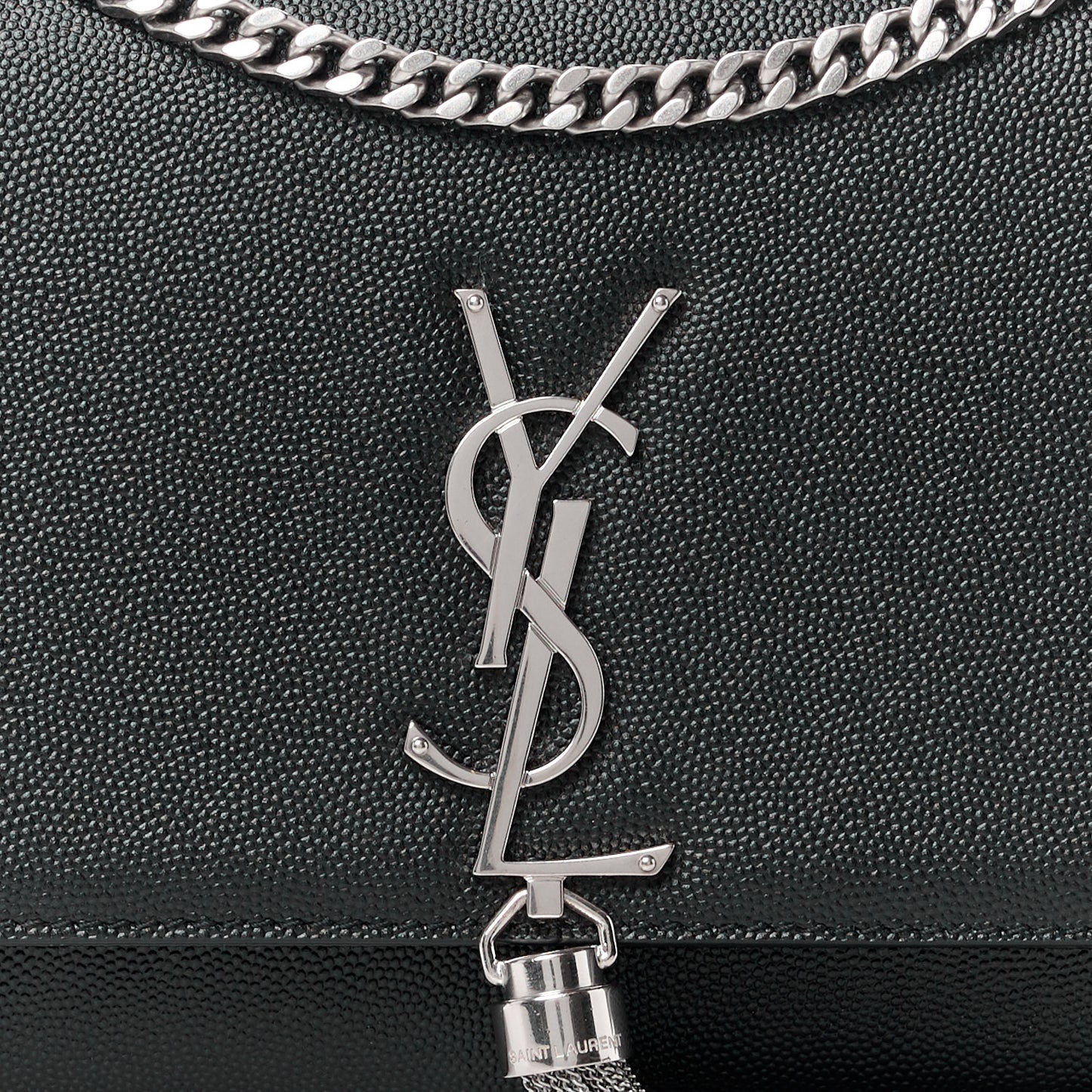 SAINT LAURENT Grain De Poudre Medium Classic Monogram Kate Tassel Satchel Black