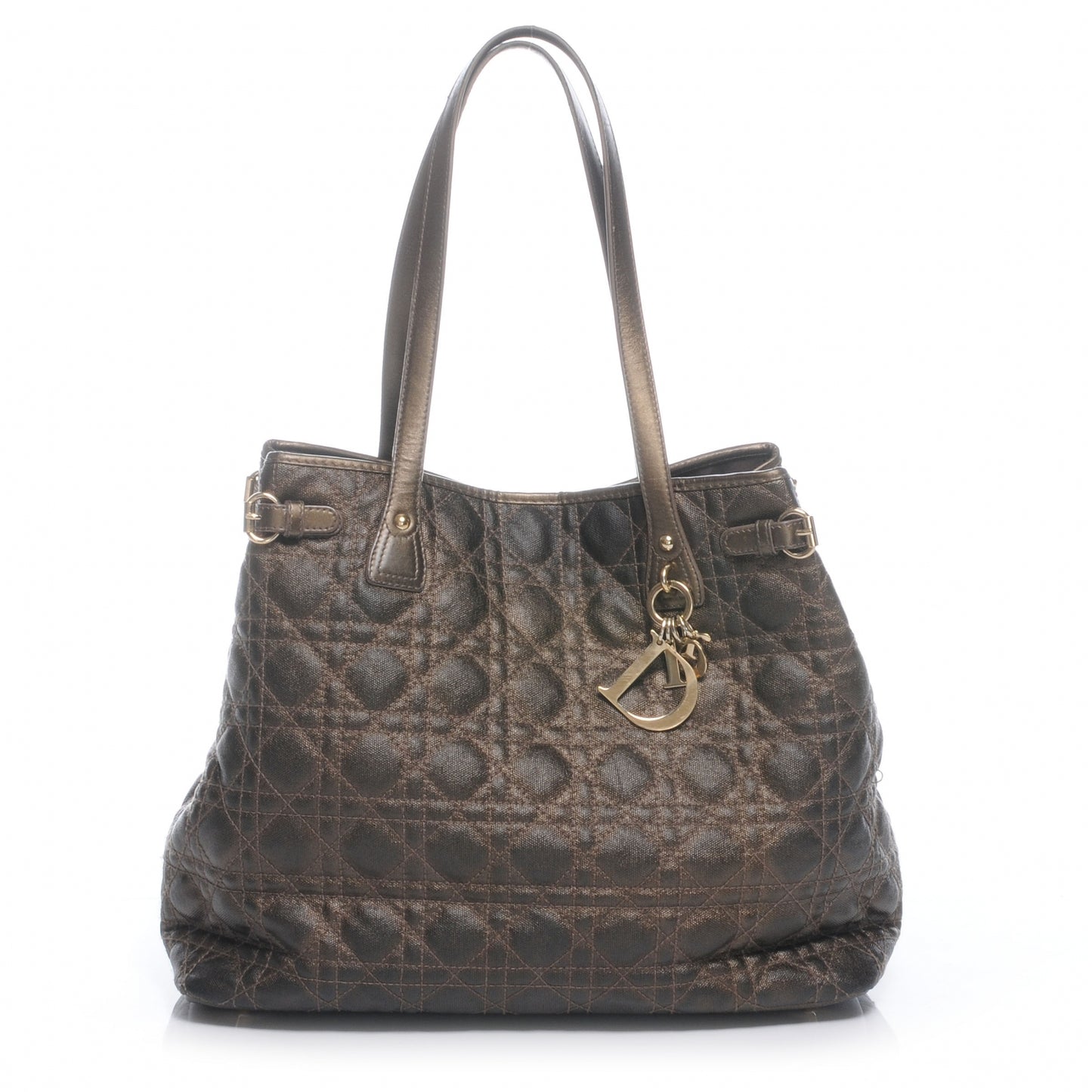 Coated Canvas Cannage Medium Panarea Tote Bronze
