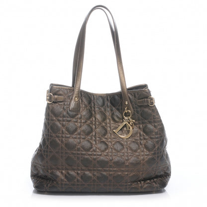 Christian Dior Coated Canvas Cannage Medium Panarea Tote Bronze 1 of 8