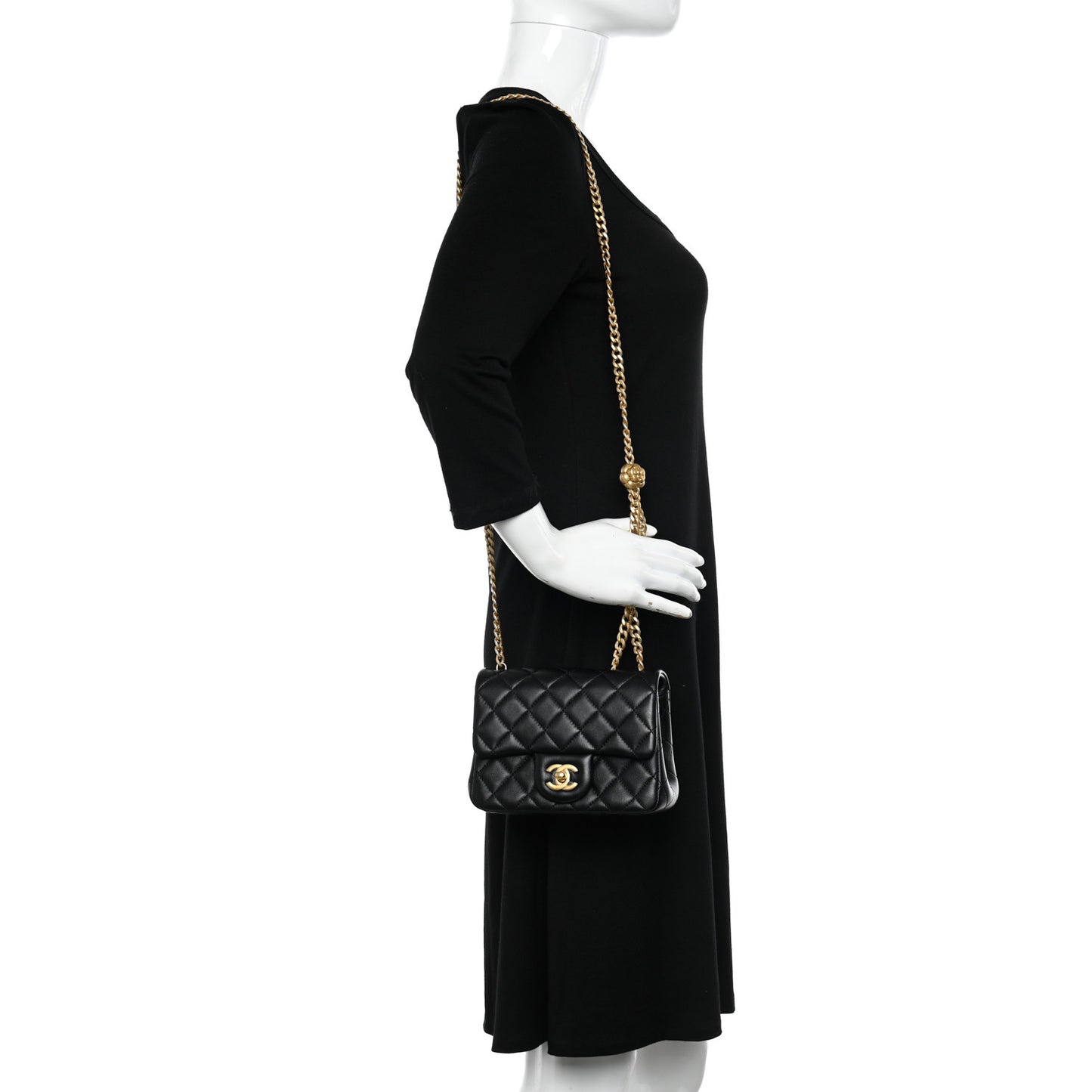 Lambskin Quilted Mini Sweet Camellia Flap Black